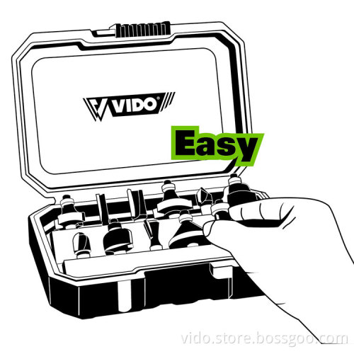 VIDO 8mm shank 12pcs set tungsten carbide woodworking router bits